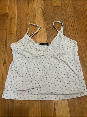 Brandy Melville Cream Floral Spaghetti Strap Cami